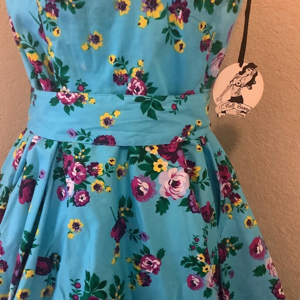 2X NEW HELL BUNNY May Day dress swing halter cotton sateen vintage style floral